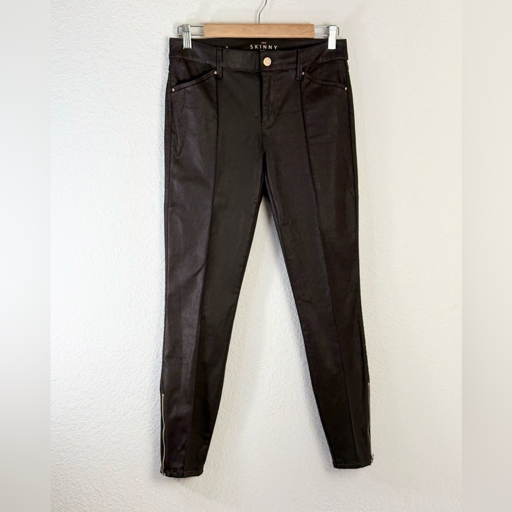 White House Black Market Brown The Skinny Ankle Coated Jeans Sz 2